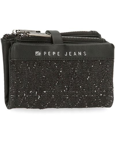 Pepe Jeans Daila Portefeuille avec Porte-Cartes Noir 14,5 x 9 x 2 cm Coton