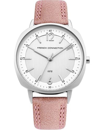 French Connection S Analogue Classic Quartz Watch With Leather Strap Fc1327p - Grey