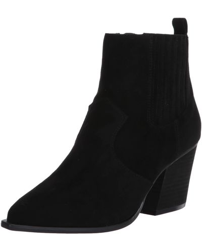 The Drop Sia Pointed Toe Western Ankle Boot - Noir