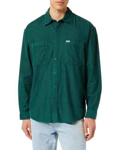 Wrangler 2 Pocket Patch Shirt - Green