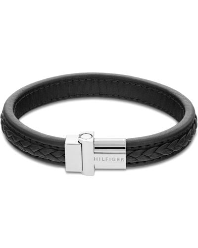 Tommy Hilfiger Jewellery Magnetic Braided Stainless Steel & Brown Leather Bracelet Color: Brown - Black