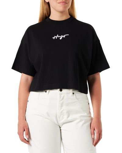 HUGO Cropped Tee_3 T_Shirt - Schwarz
