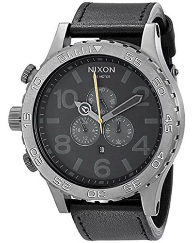 Nixon 51-30 Chronograph Stainless Steel Watch With Leather Band - Black