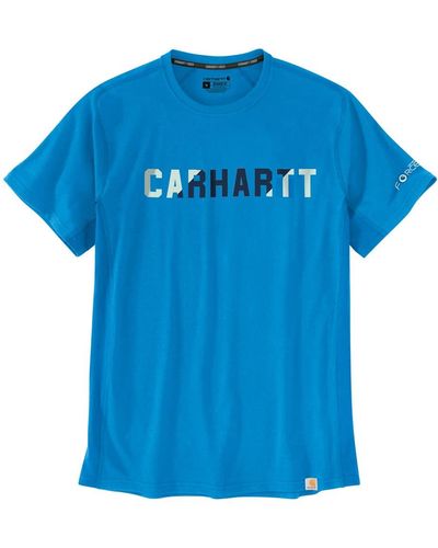 Carhartt Force Relaxed Fit Midweight Short Sleeve Block Logo Graphic T-shirt - Blue