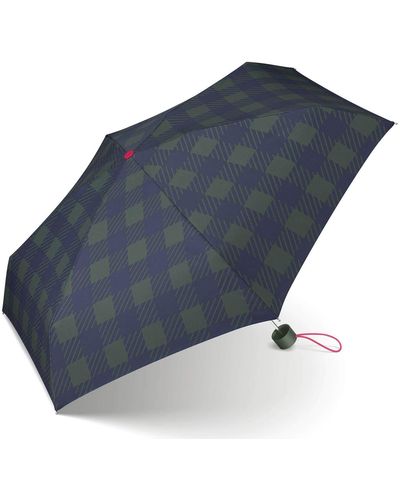 Esprit Parapluie de poche Easymatic Light Gingham Checks - Bleu