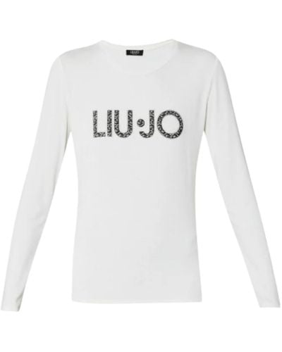 Liu Jo T shirt donna Liu Jo a manica lunga logo e strass bianco E24LJ45 5F3143 J5360 XL