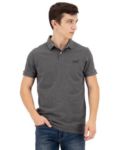 Superdry Classic Pique Polo Rich Charcoal - Grey
