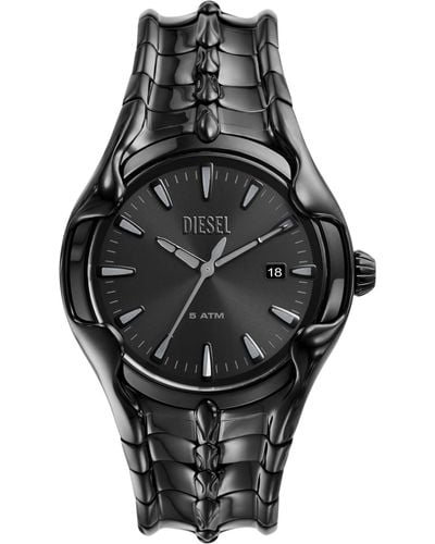 DIESEL Vert Quartz Three Hand Date Stainless Steel Watch 44mm - Black