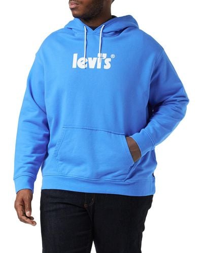 Levi's Relaxed Graphic Hoodie Poster Logo Hoodie Palace Blue - Bleu