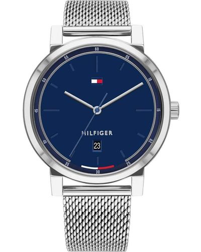 Tommy Hilfiger Quartz Montre avec Bracelet en Acier Inoxydable 1791732 - Bleu