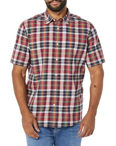 Amazon Essentials Short-sleeve Stretch Poplin Shirt - Red
