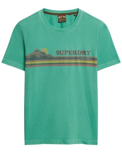Superdry Outdoor Stripe Graphic T Shirt - Green