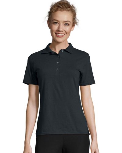Hanes Womens X-temp Performance Polo Shirt,black,small