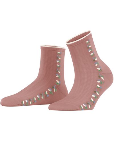 Esprit Structured Leaves Socks - Pink