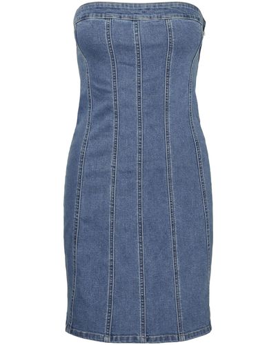 Vero Moda Vmzoie Sl Short Denim Dress - Blau