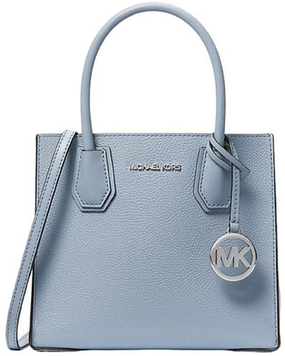 Michael Kors Mercer Medium Pebbled Leather Crossbody Bag - Blue