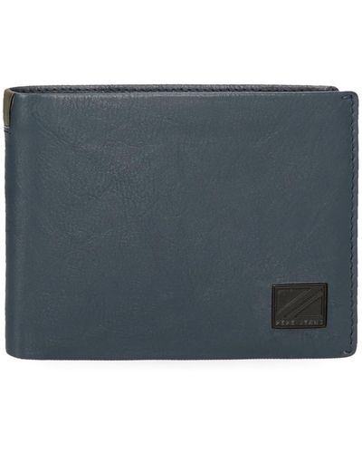 Pepe Jeans Marshal Wallet With Purse Blue 12.5 X 9.5 X 1 Cm Leather