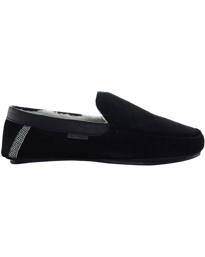 Ted Baker Vallant Moccasin Slip-on Black Suede Leather S Slippers