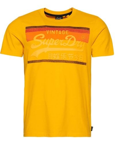 Superdry Bedrucktes T-Shirt Hemd - Gelb