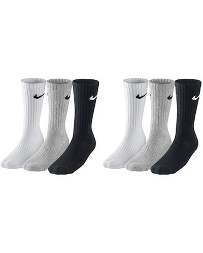 Nike SX4508 Lot de 6 paires de chaussettes pour homme et femme Blanc ou blanc gris noir Taille des chaussettes : 34-38 Couleur :