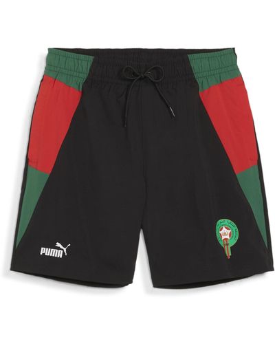 PUMA Short de Football tissé Maroc L Black Vine for All Time Red Green - Multicolore