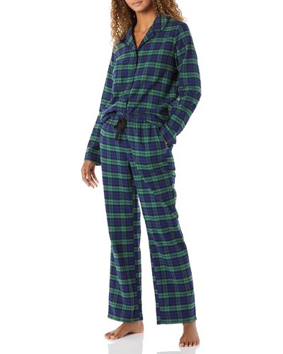 Amazon Essentials Conjunto de Pijama de ga Larga con Botones Frontales y pantalón - Azul