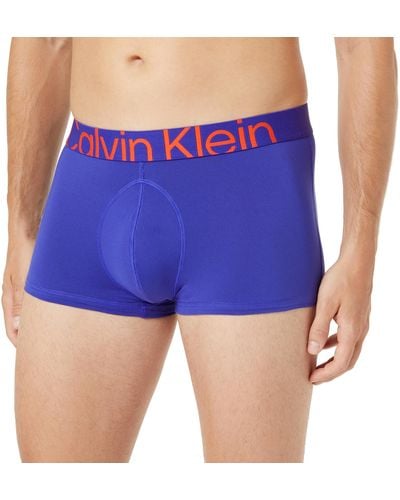 Calvin Klein Hombre Calzoncillos tipo bóxer de tiro bajo tejido elástico - Azul
