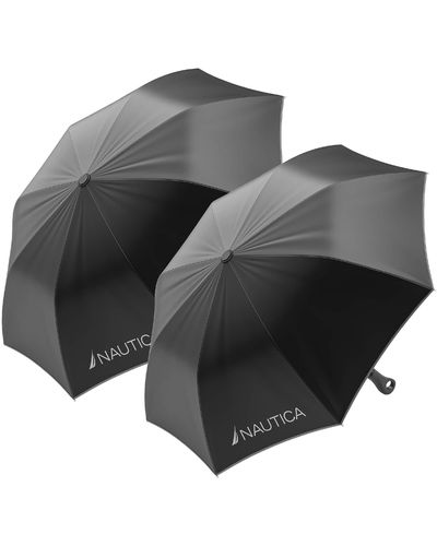 Nautica Lot de 2 parapluies à ouverture automatique 3 sections – Protection contre la pluie robuste avec poignée ergonomique – 42 po de - Noir