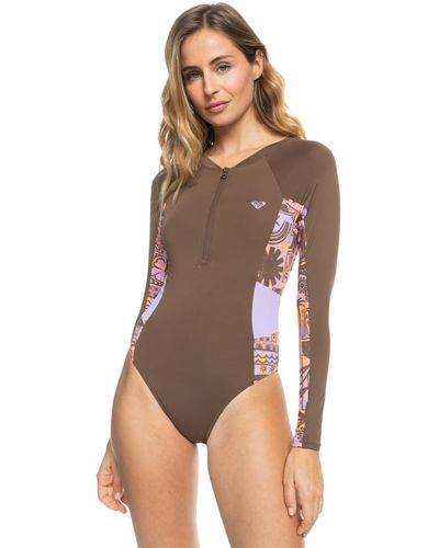 Roxy Long Sleeve One-Piece Swimsuit for - Badeanzug mit Langen Ärmeln - Frauen - S - Braun
