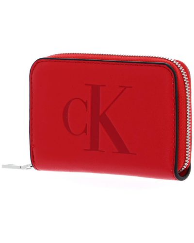 Calvin Klein Ckj Sculpted Zip Around Mono Wallet M Candy Apple - Rood