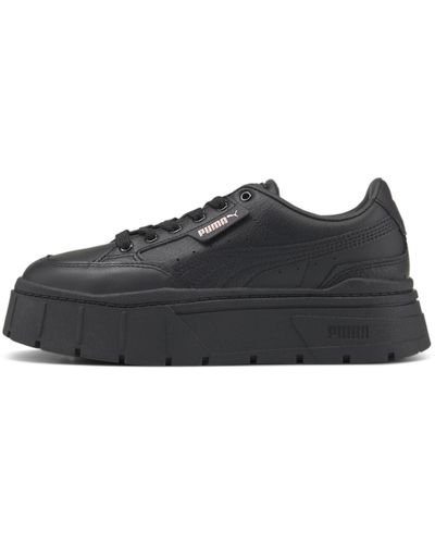 PUMA Mayze Stack Leder Sneakers Schuhe - Schwarz