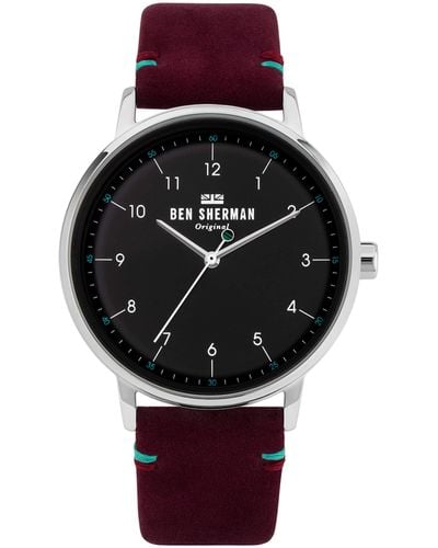 Ben Sherman S Analogue Classic Quartz Watch With Leather Strap Wb043r - Black