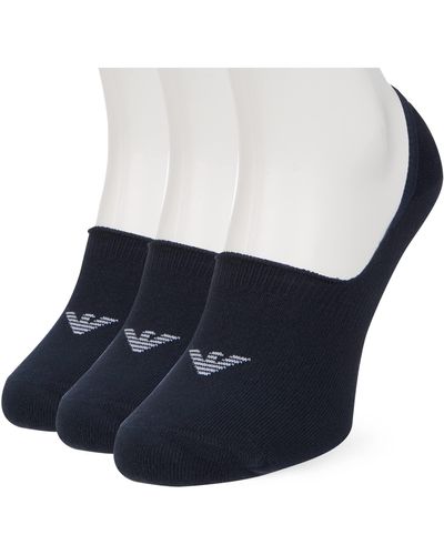 Emporio Armani Underwear 3-Pack Footie Socks Casual Lot de 3 Paires de Chaussettes Invisibles - Bleu