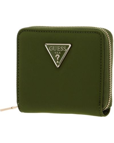 Guess Eco Gemma Slg Small Zip Around Wallet Olive - Groen