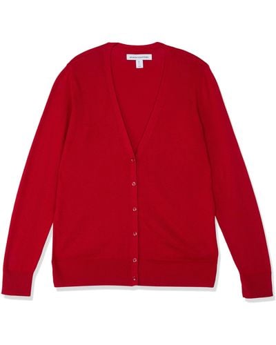 Amazon Essentials Classic Fit Lightweight Long-sleeve V-neck Cardigan Sweater - Red