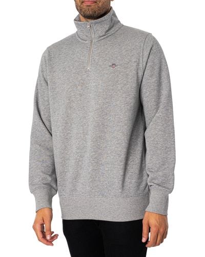 GANT Regular Shield Half Zip Sweatshirt - Grey