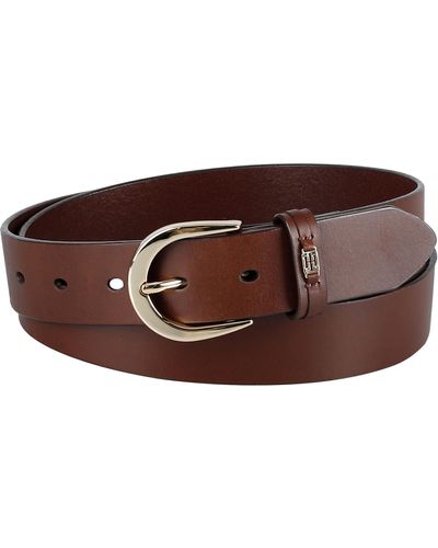 Tommy Hilfiger H Plaque Buckle Leather Casual Belt - Brown