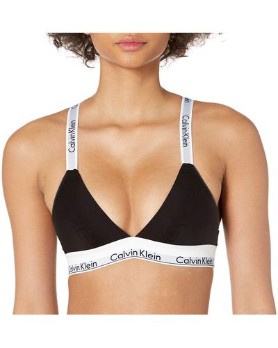 Calvin Klein Modern Cotton Unlined Triangle Crossback Bralette - Black