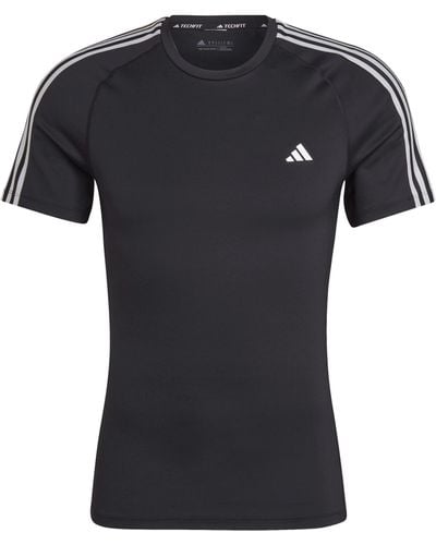 adidas T-shirt d'entraînement Techfit 3-Stripes - Noir
