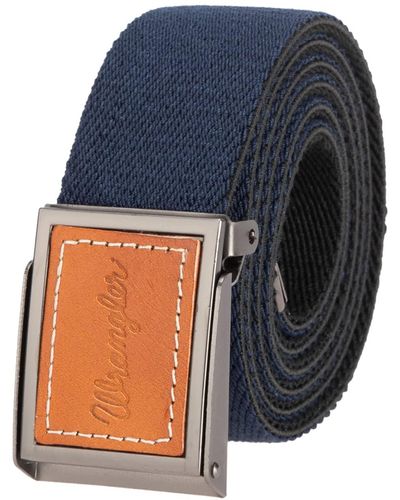 Wrangler 's Leather Buckle Stretch Web Casual Everyday Dress Belt For Jeans - Blue
