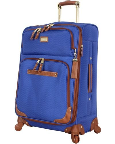 Steve Madden Expandable 24 Inch Softside Bag - Durable Mid-sized Lightweight Checked Suitcase With 4-rolling Spinner - Blue