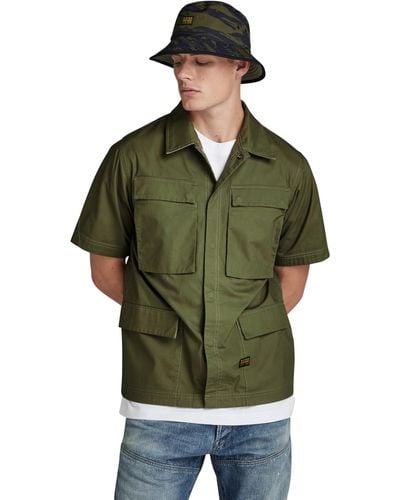 G-Star RAW R-3n Slim Overshirt Short Sleeve Overhirts - Verde