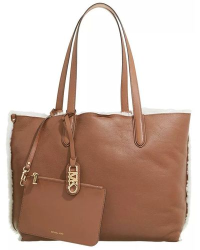 Michael Kors Eliza Extra-large Leather And Shearling Reversible Tote Bag - Brown