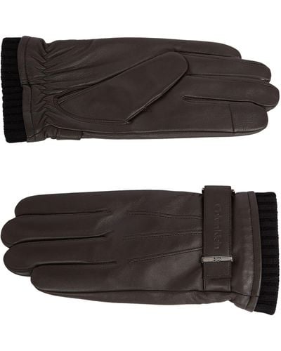 Calvin Klein Gloves Rivet Leather - Brown