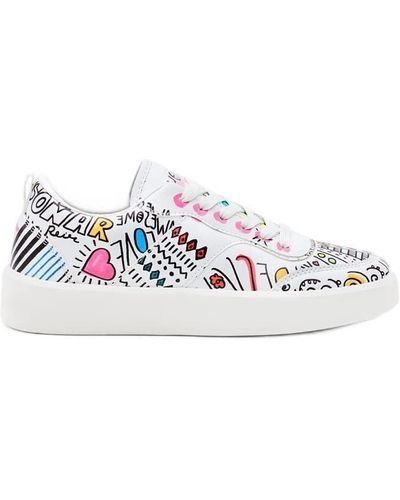 Desigual Fancy Lettering Hand Painted Design White Sneakers23sskp40