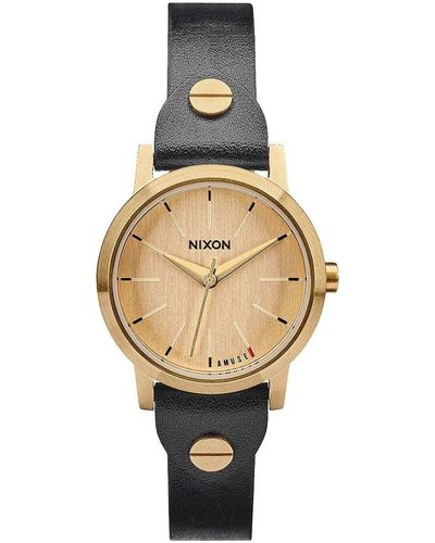 Nixon Erwachsene Digital Uhr mit Leder Armband A398-2498-00 - Mettallic