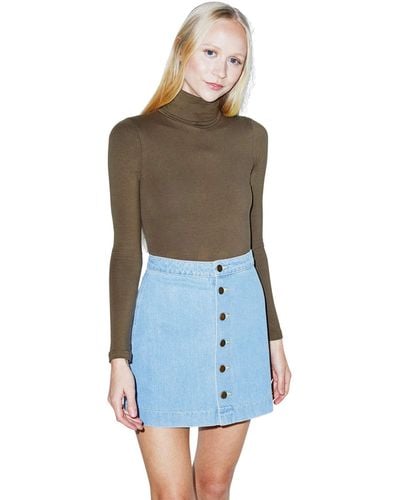 American Apparel Denim Button Front A-line Mini Skirt - Blue