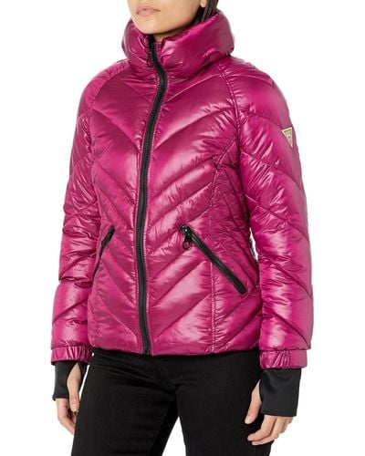 Guess Belted Softshell Jacket With Hood - Pink