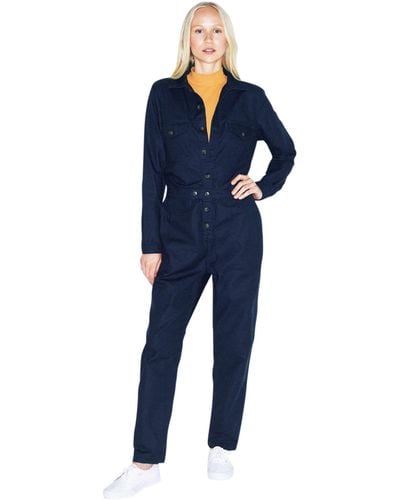 American Apparel Long Sleeve Twill Coverall - Blue