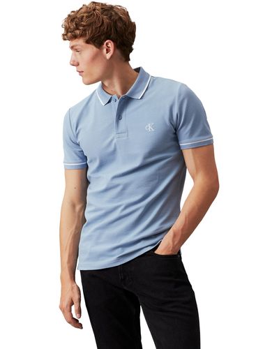 Calvin Klein Tipping Slim Polo J30J315603 Kurzarm Poloshirts - Blau